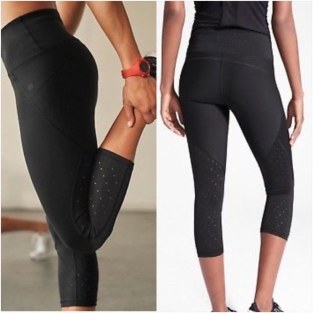 Athleta Medium Black Stealth Tru Cool Cropped Leggings/Capri